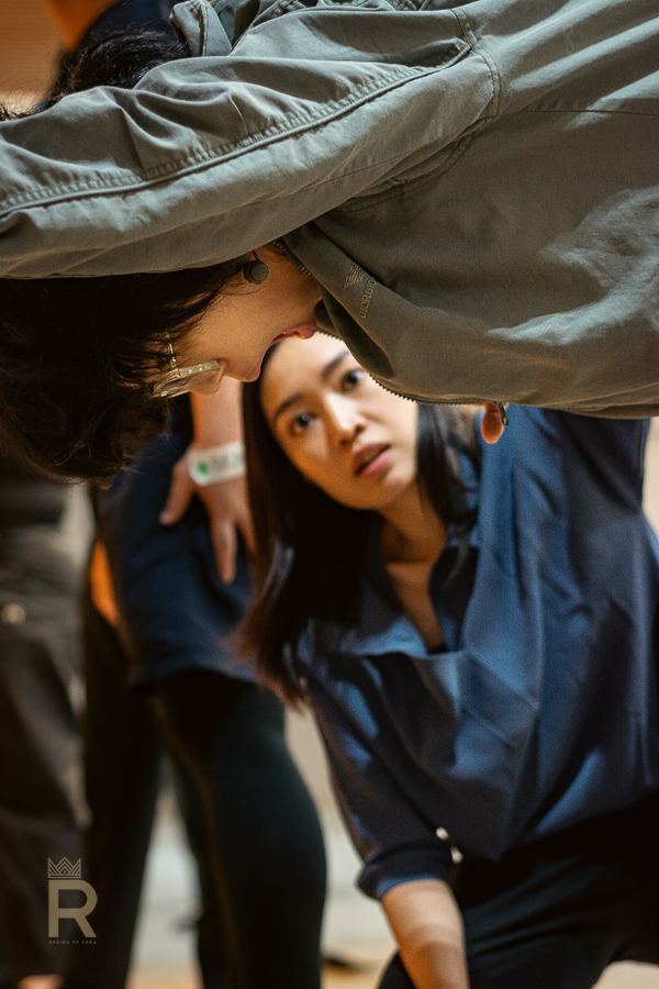 Regina De Vera coaching Zero Candelaria in a voice exercise