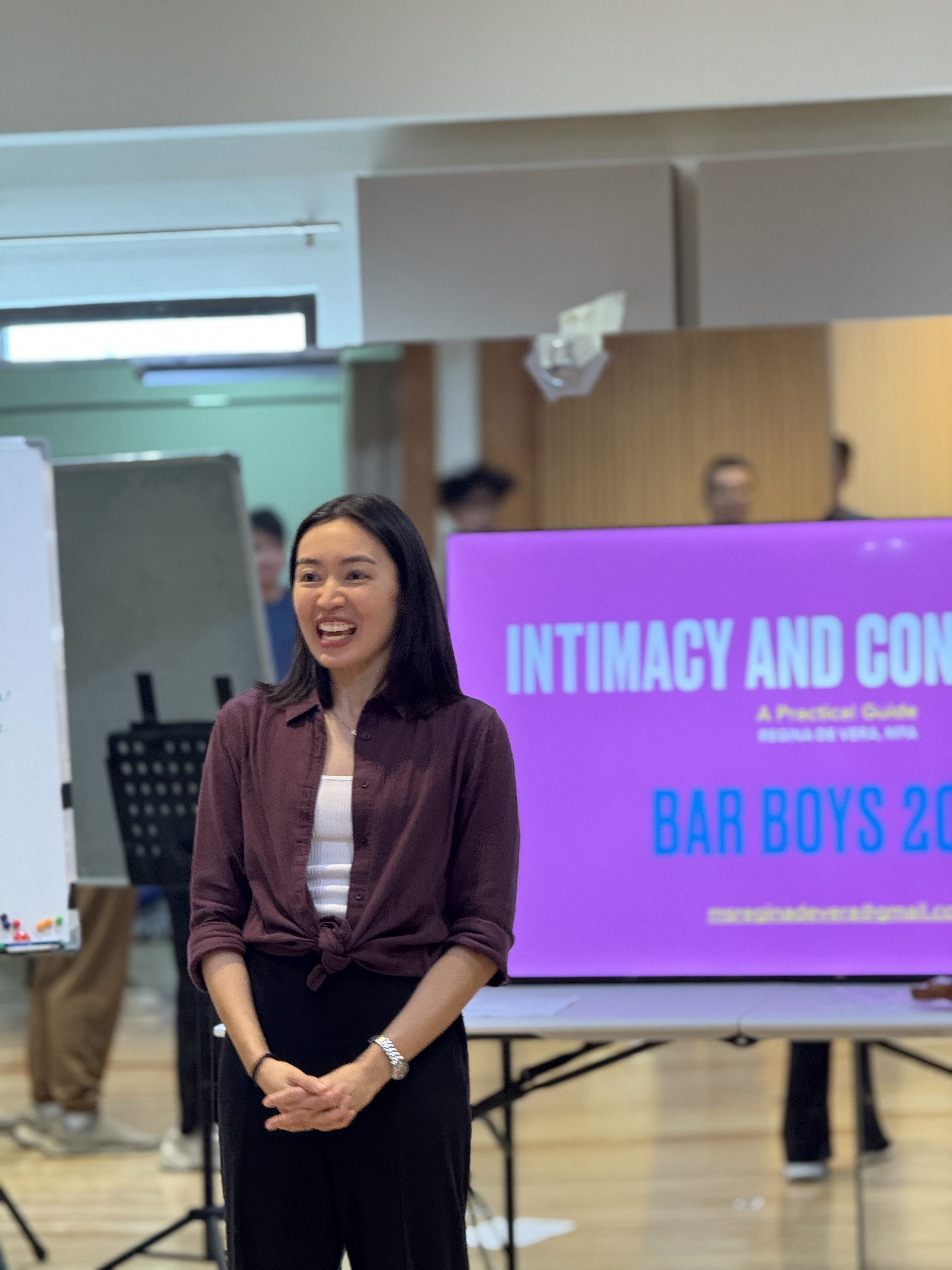Regina De Vera conducting an Intimacy Workshop for the cast of "Bar Boys: The Musical," 2025