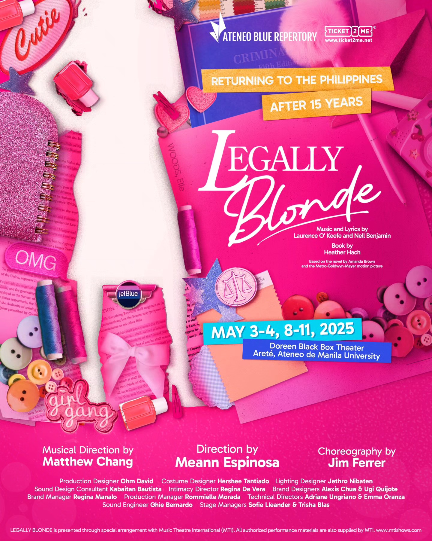 Official Poster — Legally Blonde: The Musical, Ateneo Blue Repertory 2025