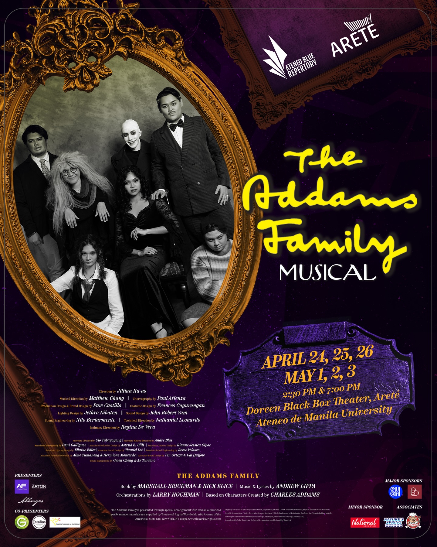 Official Poster — The Addams Family, Ateneo Blue Repertory 2026