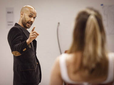 With Luis Vega (Frank Versati) during rehearsals for The Underpants
