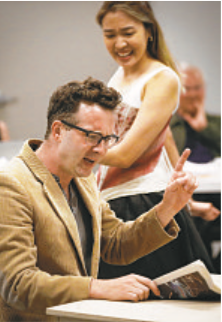 With Eddie Kaye Thomas during rehearsals for The Underpants